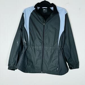 illumiNITE Lightweight Reflective Running Windbreaker Jacket black blue woman S